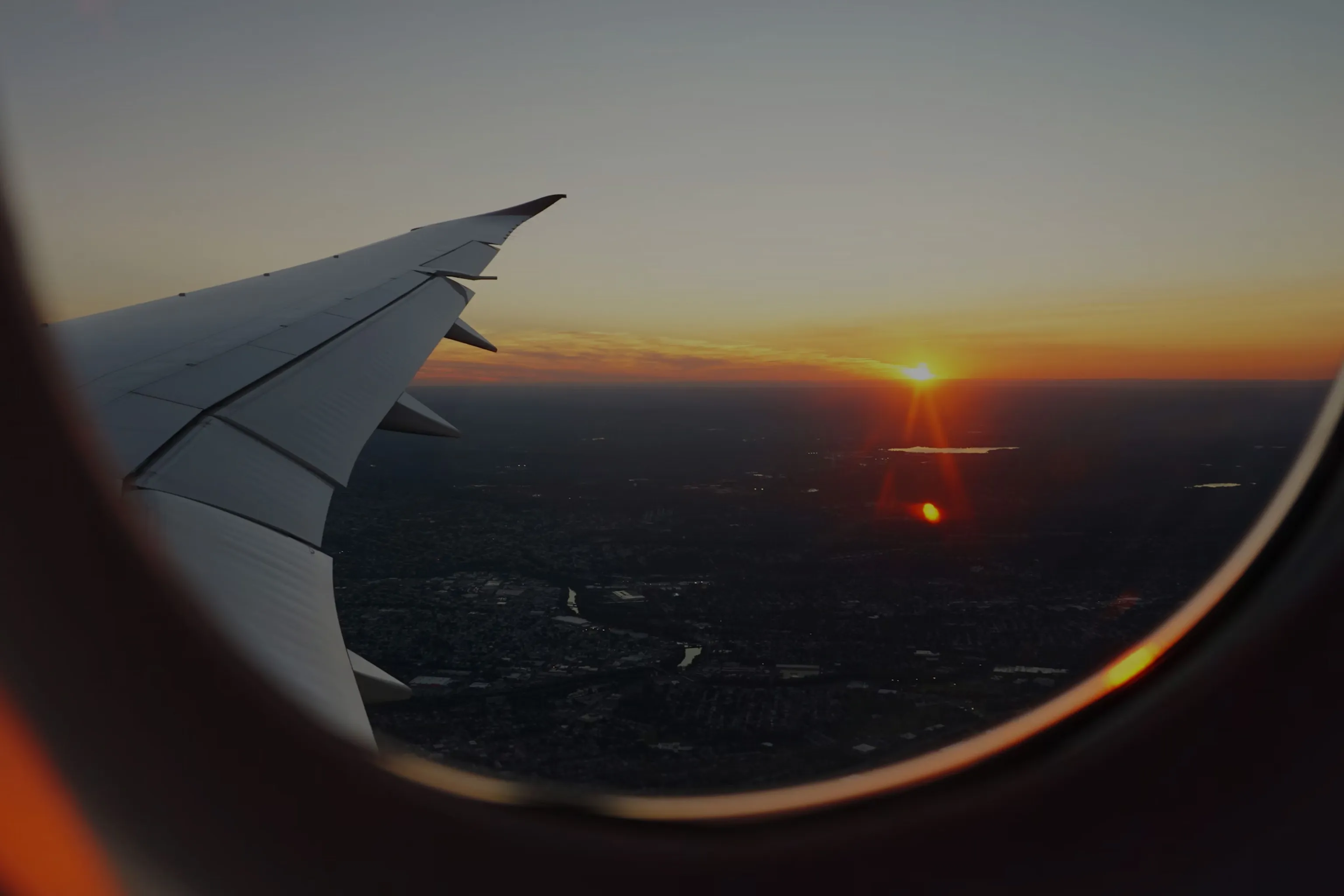sunset view from airplane